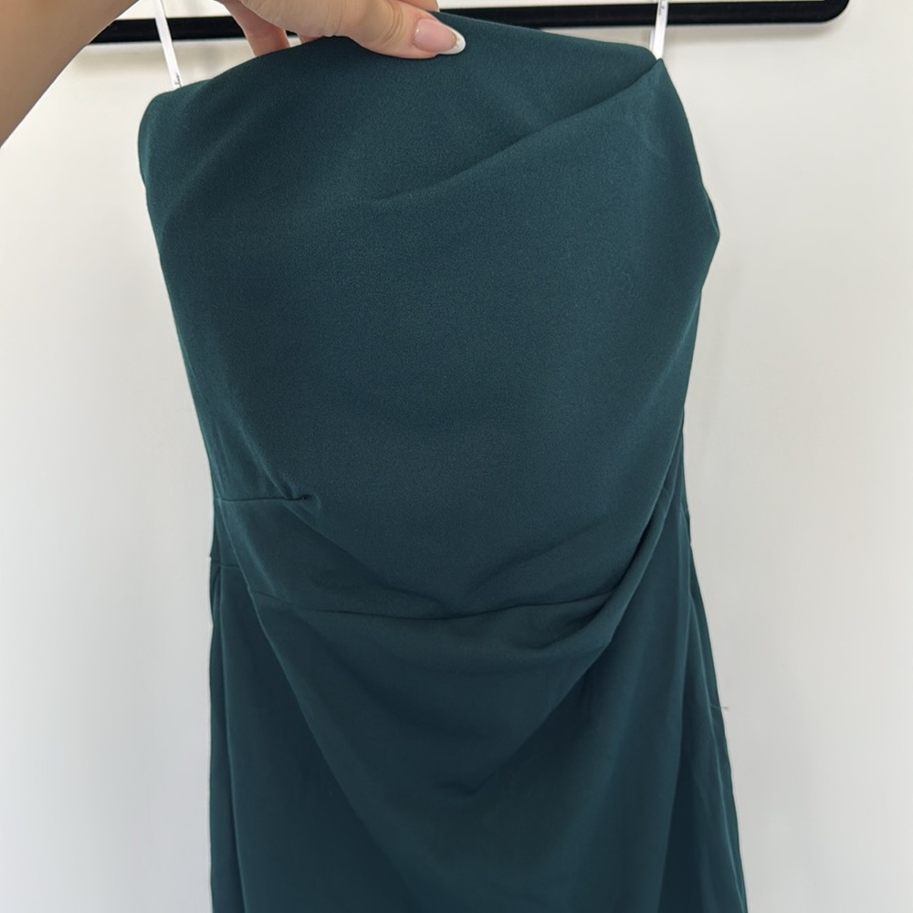 Lulu's Marvelous Entrance Emerald Green Pleated Strapless Maxi Dress - Size S - Picture 4 of 11